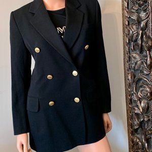 Ann Freedberg Black Double Breasted Wool Blazer